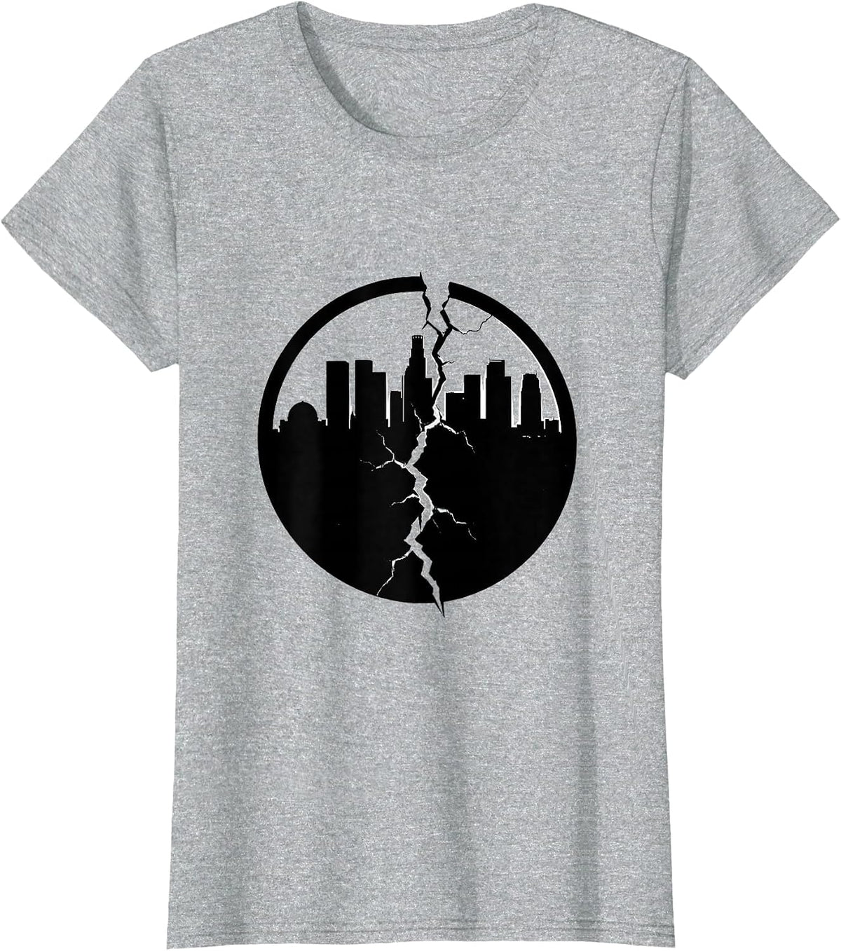 Los Angeles Earthquake Crack Sidewalk Graphic T-Shirt - Heather Grey