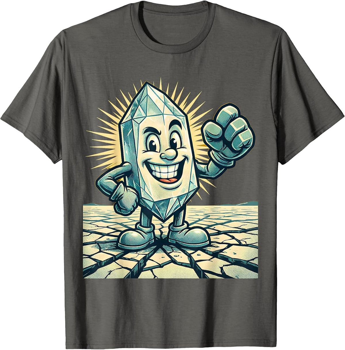 Cracked Salt Lake Bed Desert Earth Graphic T-Shirt - Asphalt Grey