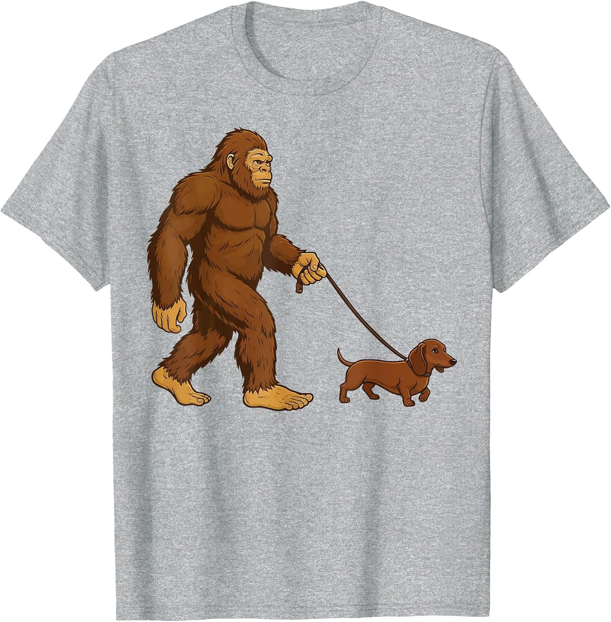 Bigfoot Dachshund Retro Weiner Dog T-Shirt - Heather Grey