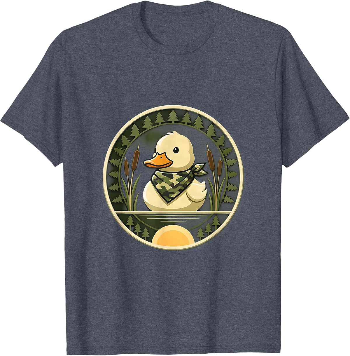Cute Baby Duck Camo Bandana Toddler Design T-Shirt - Heather Blue