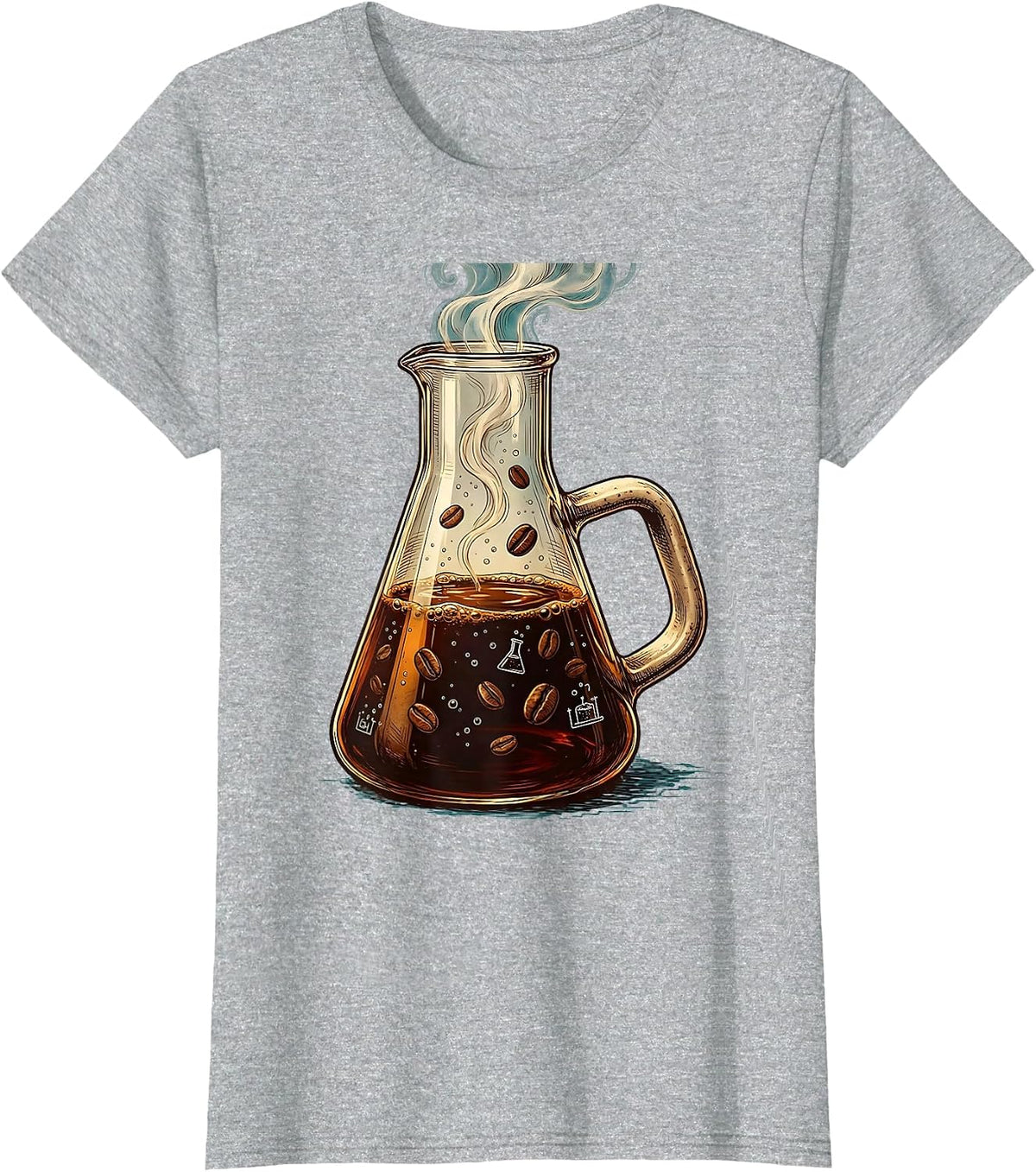 Science Teacher Coffee Erlenmeyer Flask Graphic T-Shirt - Heather Grey