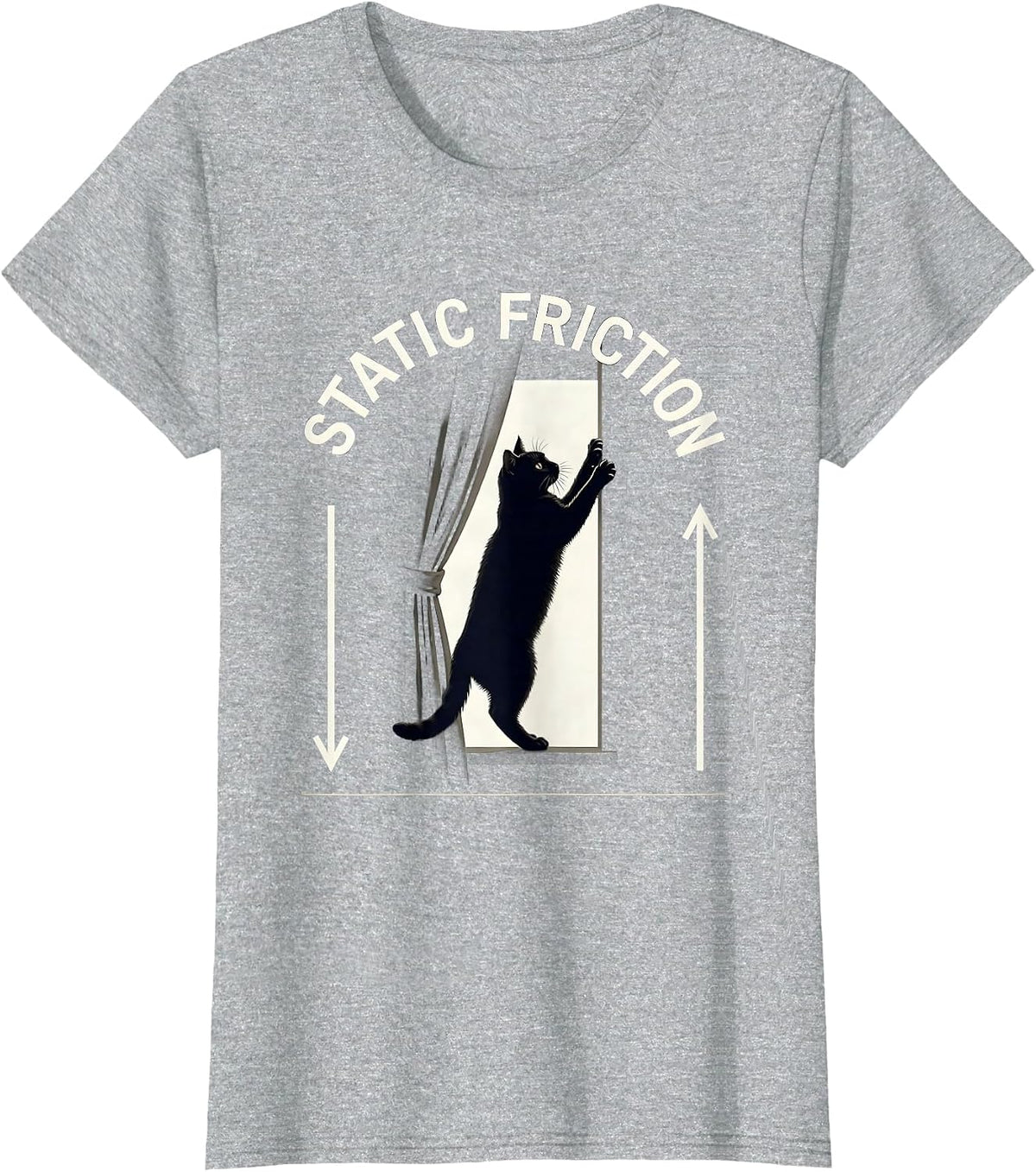 Women's Static Friction Funny Cat Physics Science Teacher Gift T-Shirt - Heather Grey