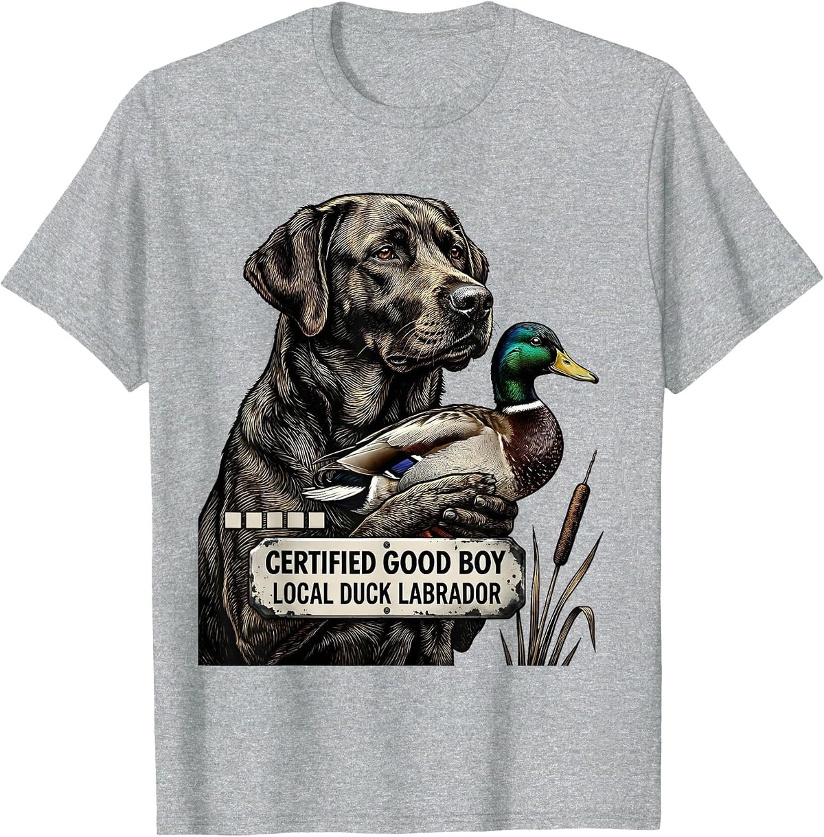 Men's Certified Good Boy, Local Duck Labrador Retriever T-Shirt - Heather Grey