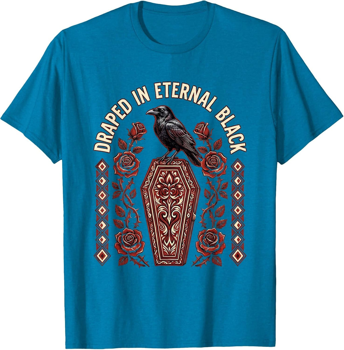 Draped in Eternal Black Goth Dark Aesthetic Design T-Shirt - Sapphire Blue