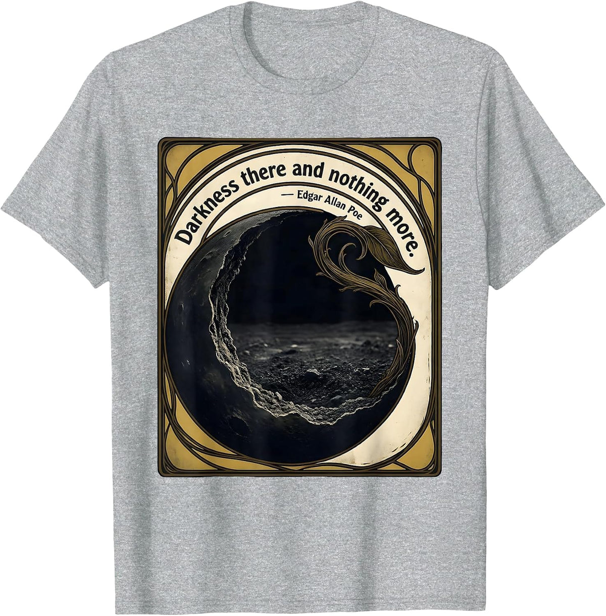 Men's Darkness there and nothing more Edgar Allan Poe Gothic T-Shirt - Heather Grey