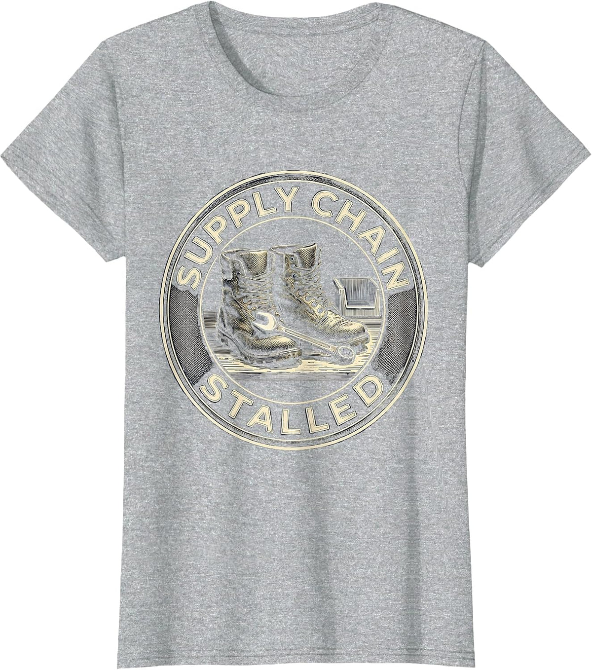 Supply Chain Stalled Crosshatch Auto Mechanic Waiting on T-Shirt - Heather Grey