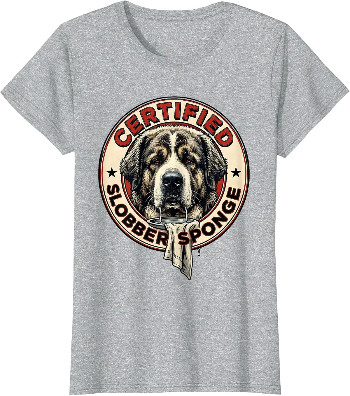 Women's Certified Slobber Sponge Funny Great Pyrenees Dog Mom Dog T-Shirt - Heather Grey