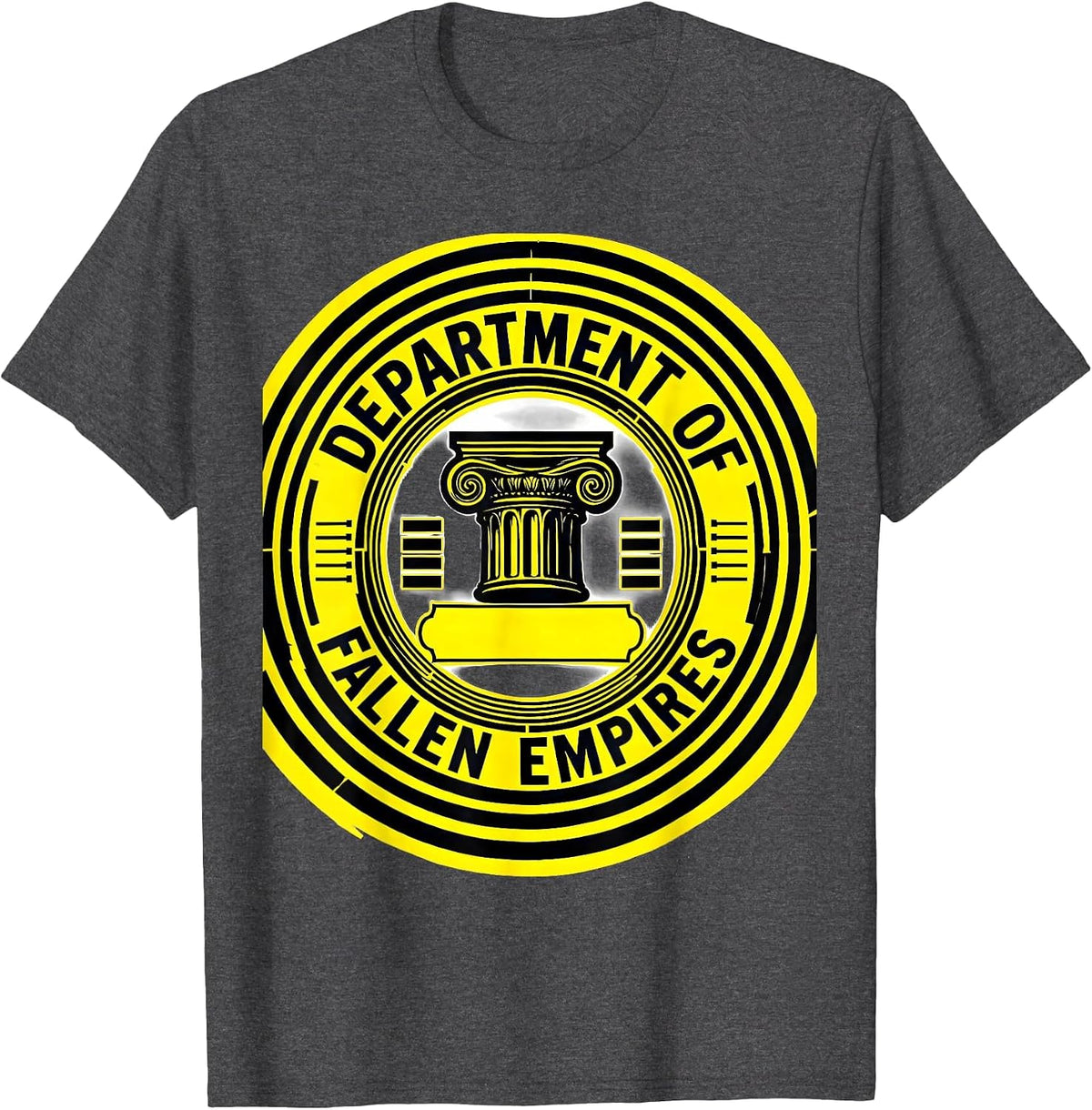 Men's Department Of Fallen Empires Funny History Teacher Back T-Shirt - Dark Heather Grey