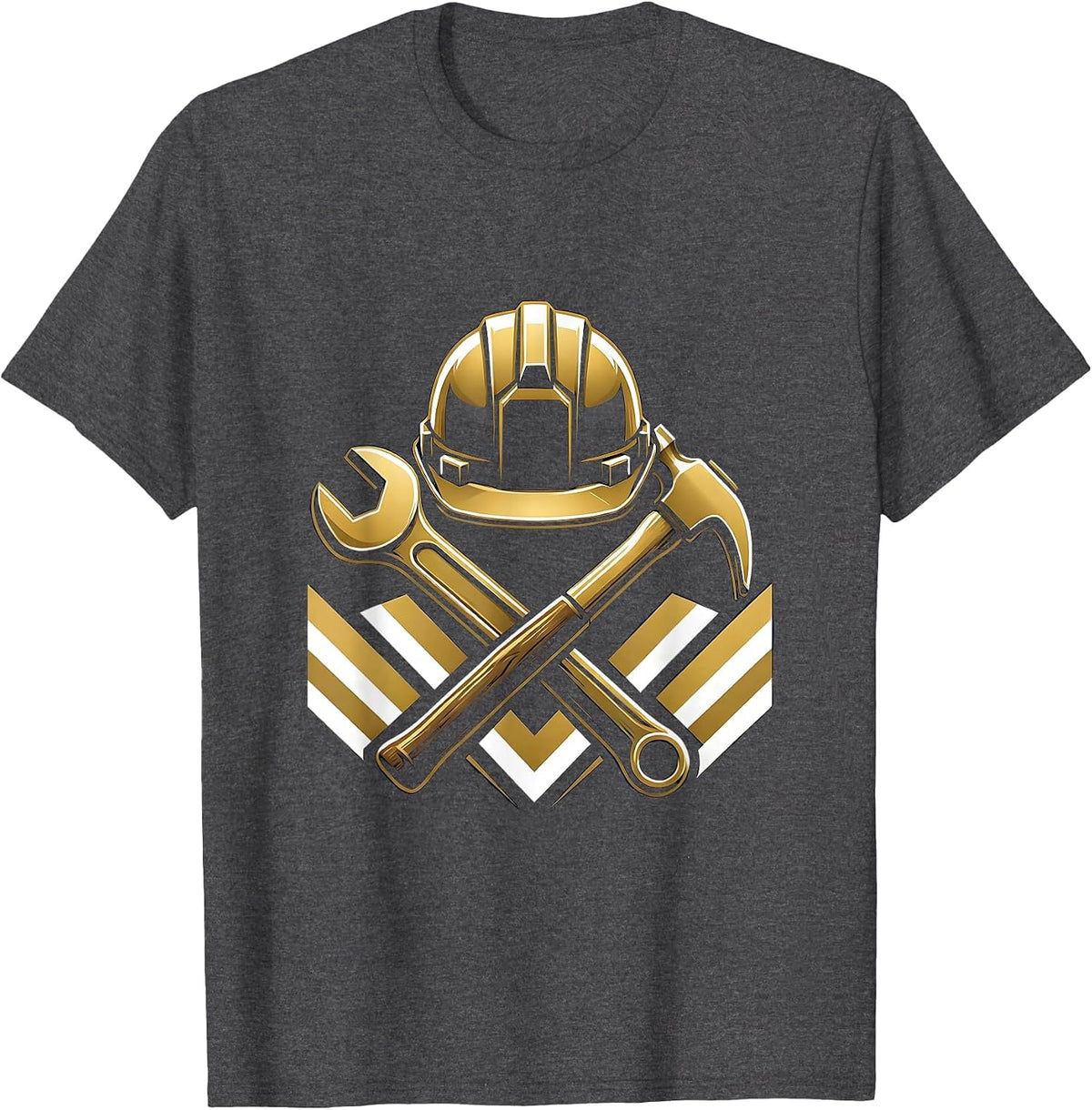Labor Day Hard Hat Crossed Tools Graphic T-Shirt - Dark Heather Grey