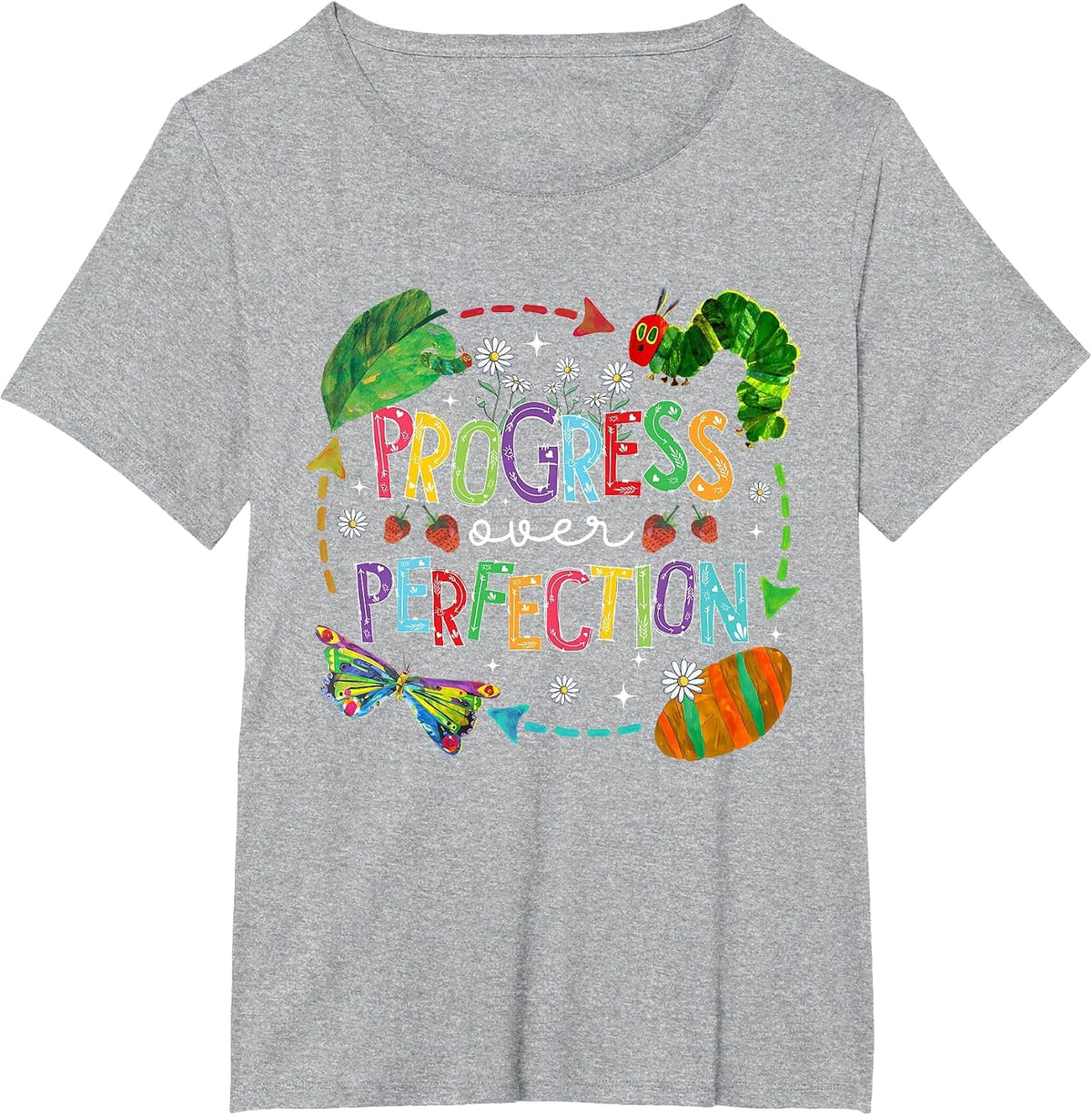 Progress Over Perfection Back to School Tee T-Shirt - Heather Grey