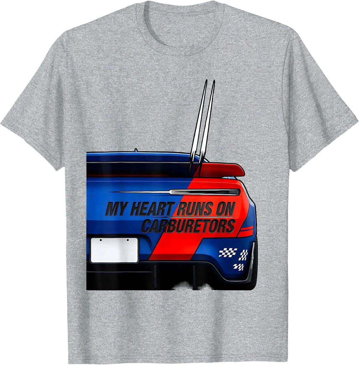 Men's My Heart Runs On Carburetors Funny Car Guy Auto Mechanic T-Shirt - Heather Grey