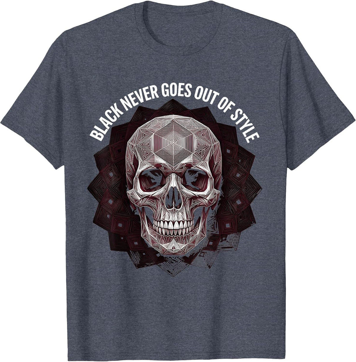 Black Never Goes Out of Style Goth Design T-Shirt - Heather Blue