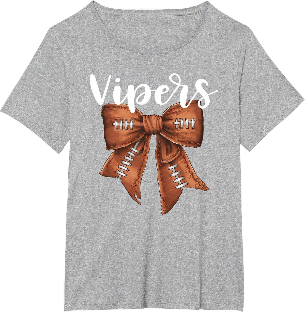 Vipers Football Bow School Spirit Team Mascot Game Night T-Shirt - Heather Grey