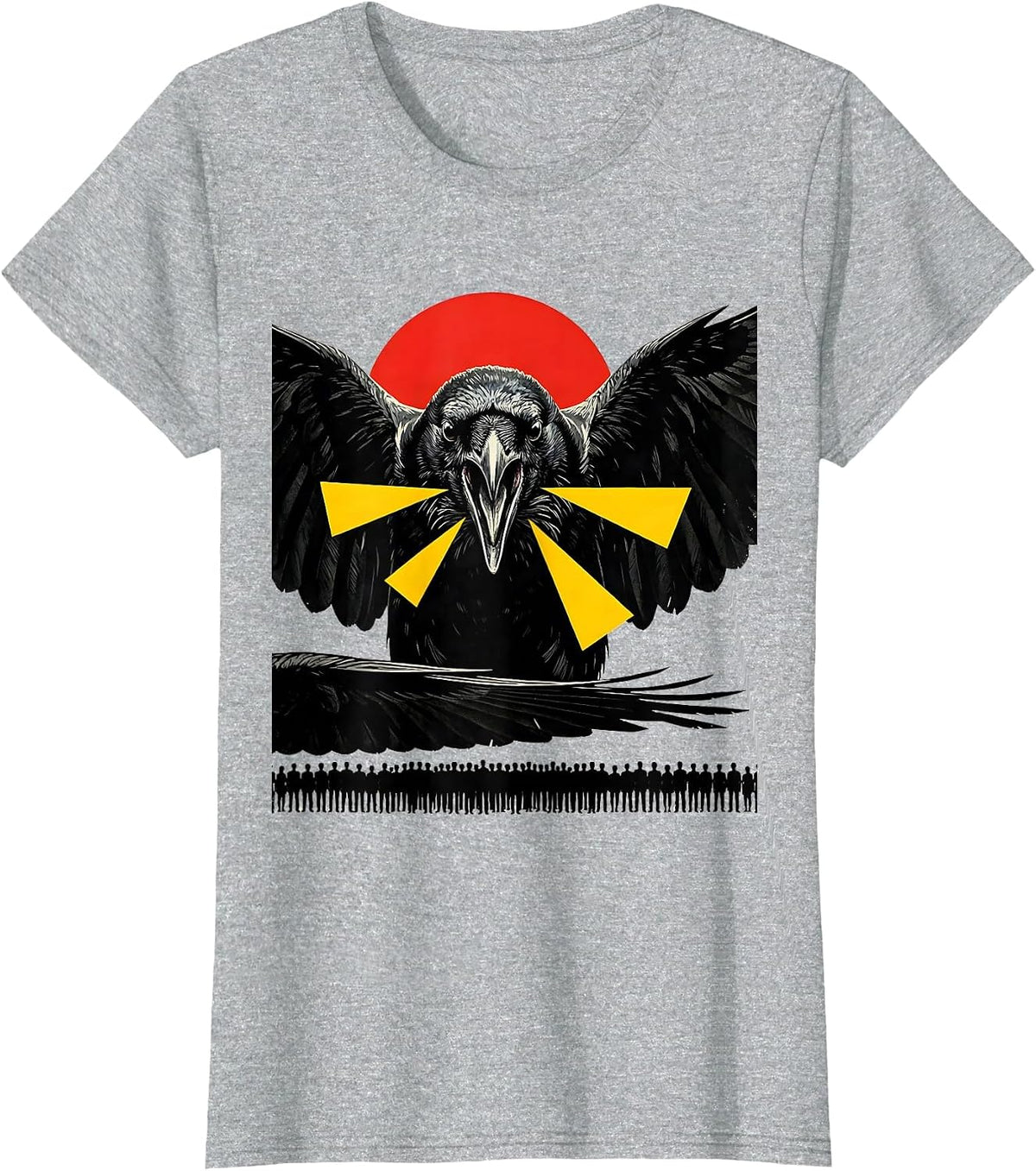 Women's Black Crow Pop Art Gothic Humor Dark Humor Gift T-Shirt - Heather Grey