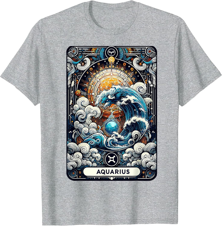 Aquarius Zodiac Astrology Sign Tarot Card Water Carrier T-Shirt - Heather Grey