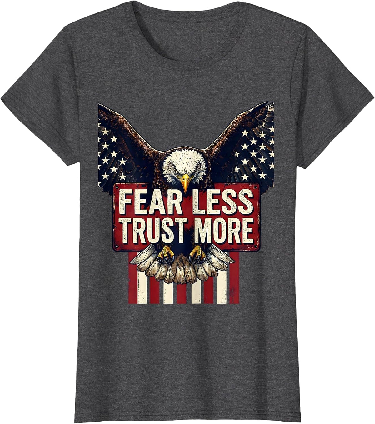 Women's Fear Less Trust More Faith Over Fear Design T-Shirt - Dark Heather Grey