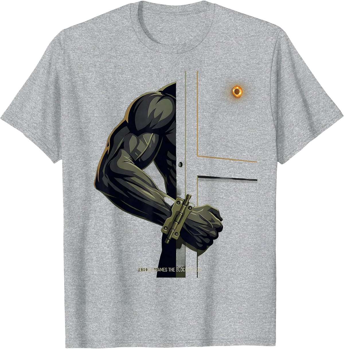 Men's Nobody Frames The Blocker. I Do. Funny Football Lineman T-Shirt - Heather Grey