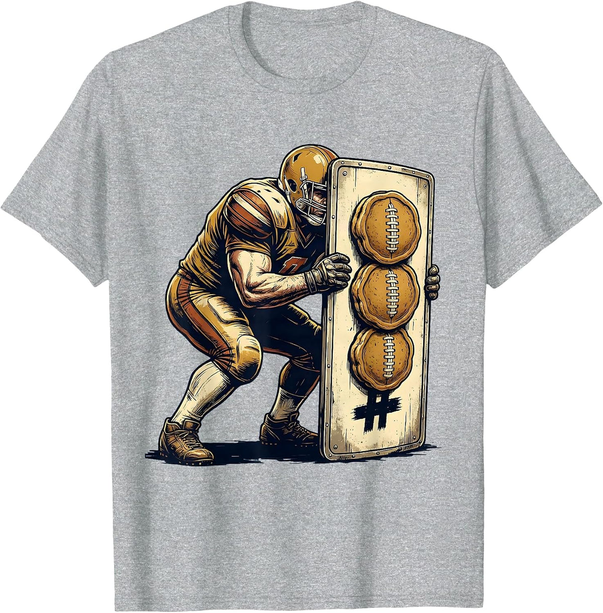 Men's Vintage Offensive Lineman Football Humor T-Shirt - Heather Grey