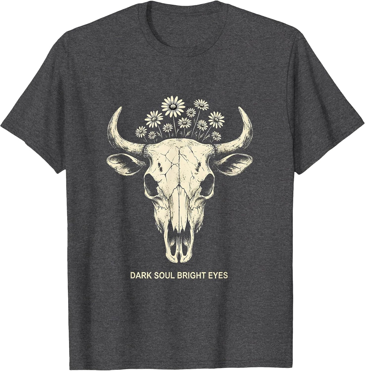 Dark Soul Bright Eyes Goth Aesthetic Design T-Shirt - Dark Heather Grey