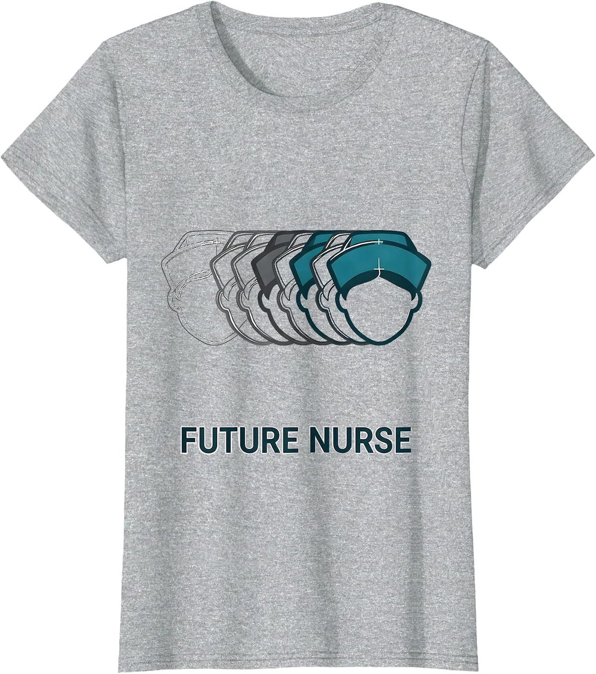 Women's Future Nurse Flat Graphic Nurse Cap Progression Nursing T-Shirt - Heather Grey