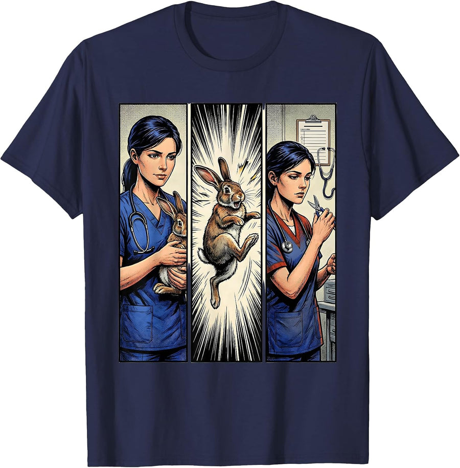 Vet Nail Trimming Comic Book Vet Tech Gift T-Shirt - Navy Blue