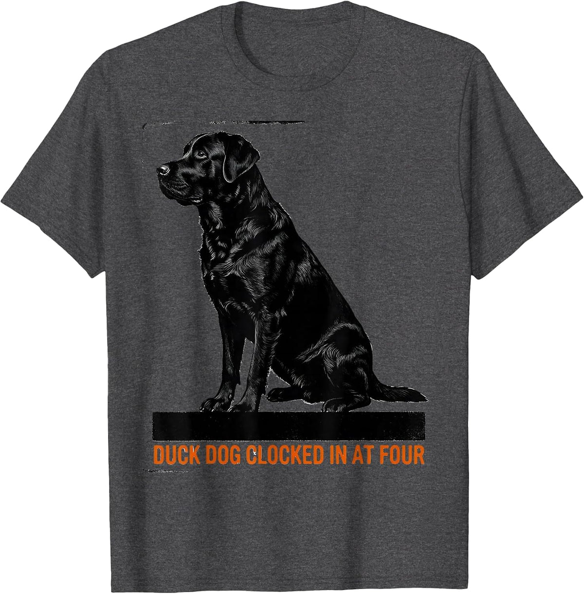 Men's Duck Dog Clocked In At Four Brutalist Hunting Dad Gift T-Shirt - Dark Heather Grey