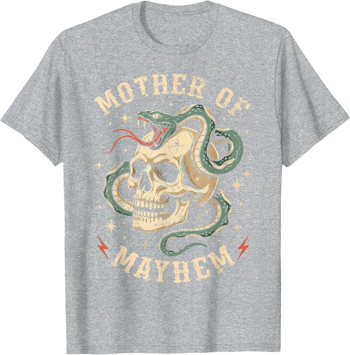 Mother of Mayhem Women Mom Funny Mothers Day Matching Family T-Shirt - Heather Grey