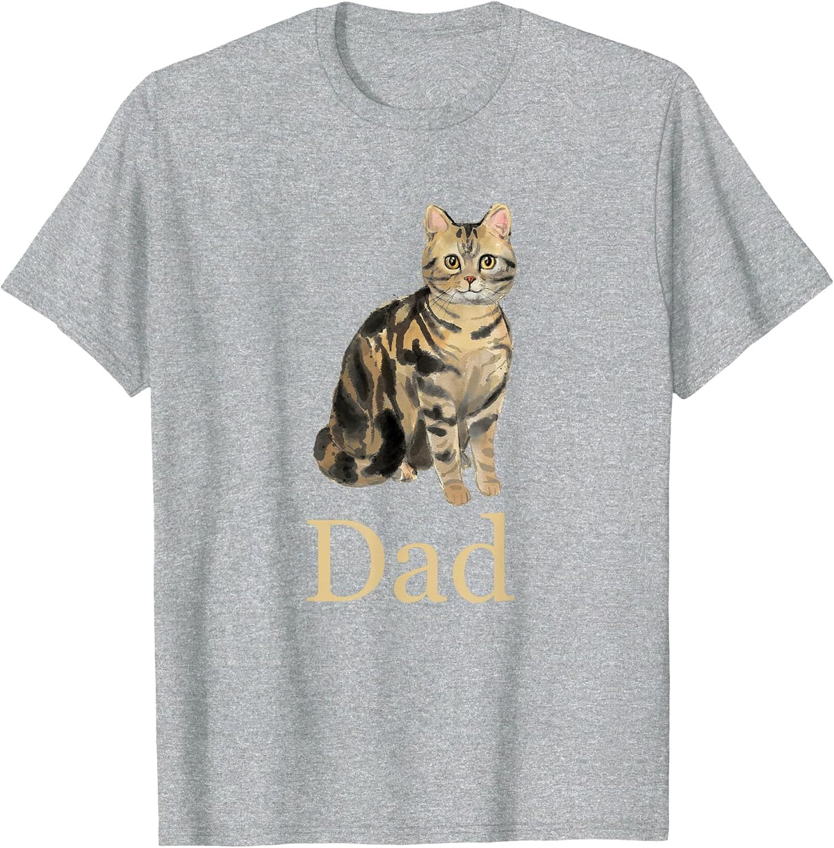 American Shorthair Brown Tabby Cat Dad Shirt Daddy Father T-Shirt - Heather Grey