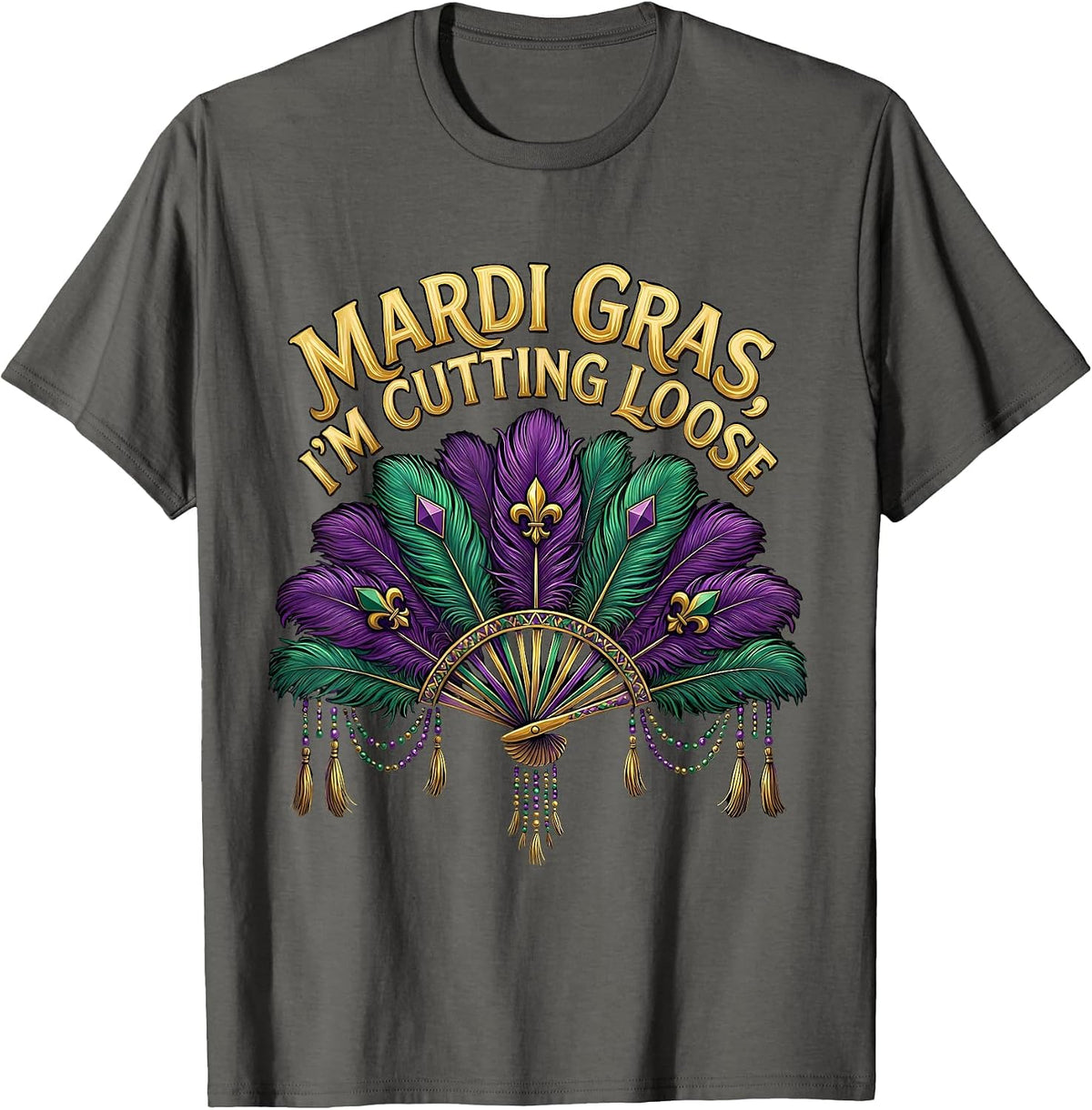 Men's Mardi Gras, I’m Cutting Loose Festive Carnival Party Humor T-Shirt - Asphalt Grey