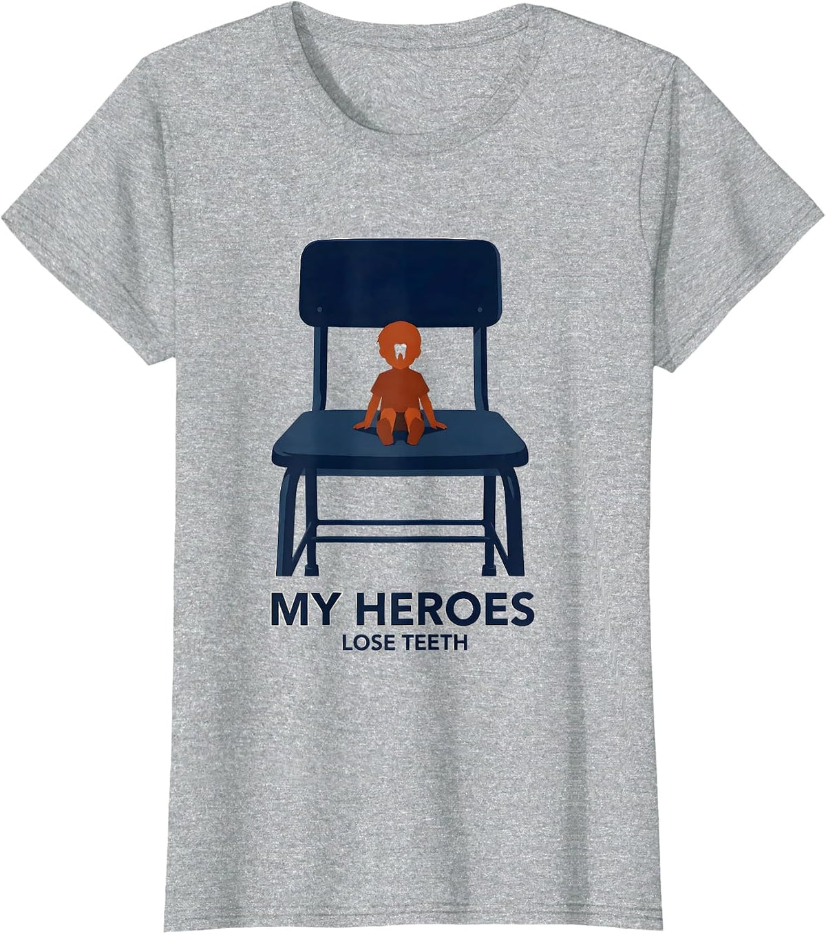 Women's My Heroes Lose Teeth Funny Teacher Superhero School Start T-Shirt - Heather Grey