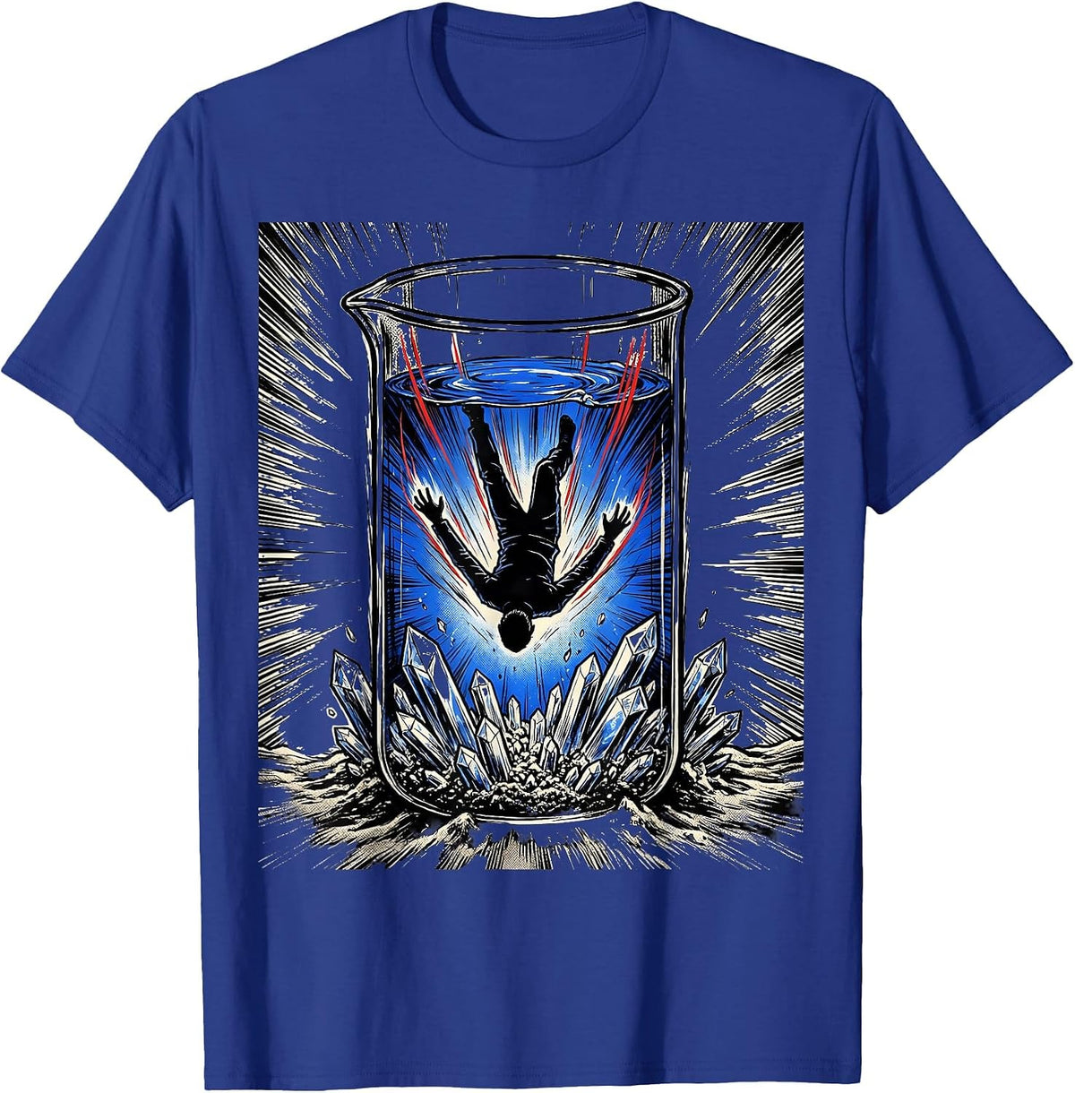 Men's Comic Lab Beaker Chemistry Nerd Humor Science Lover T-Shirt - Royal Blue