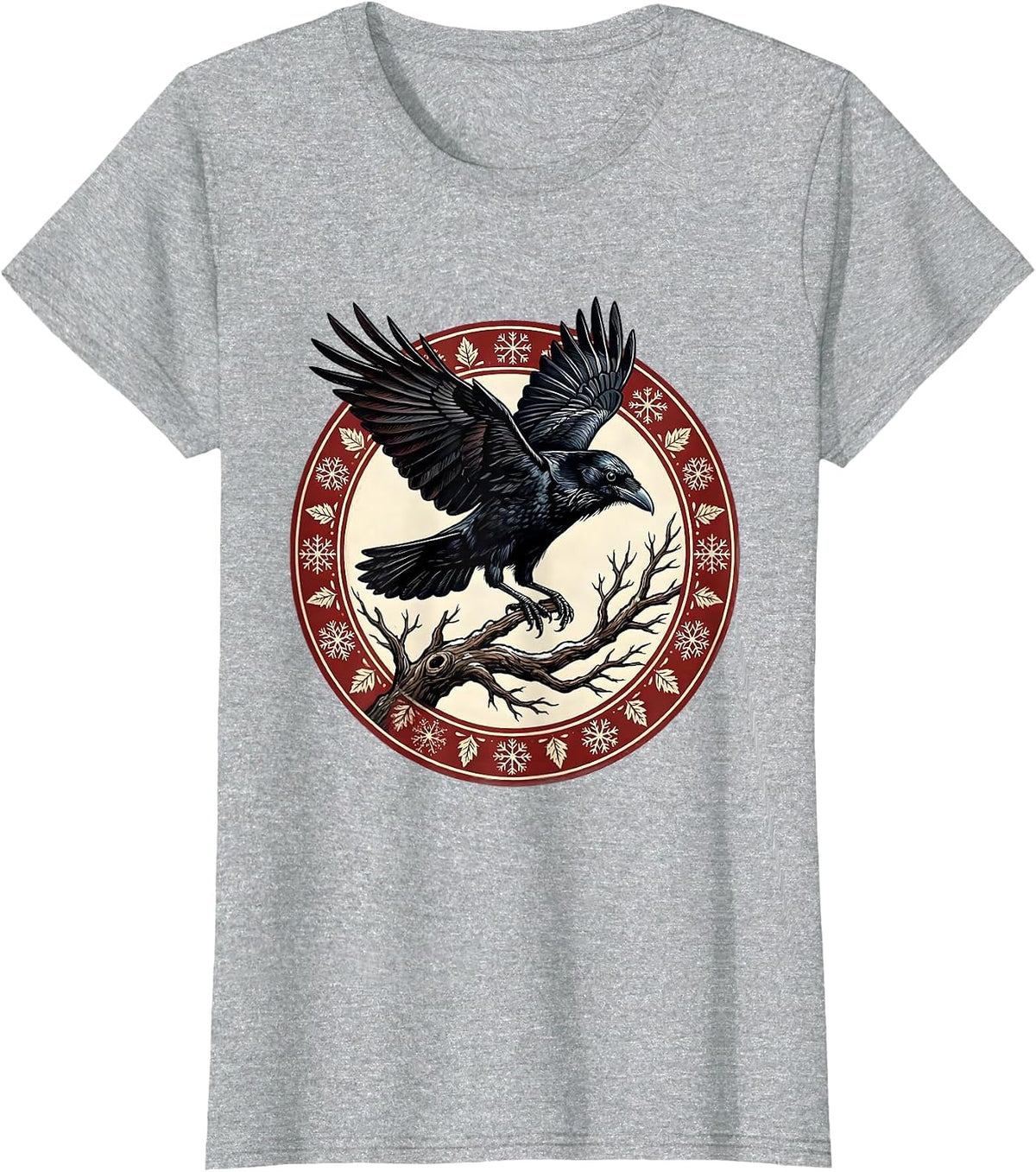 Women's Crow Launching From Bare Winter Branch T-Shirt - Heather Grey