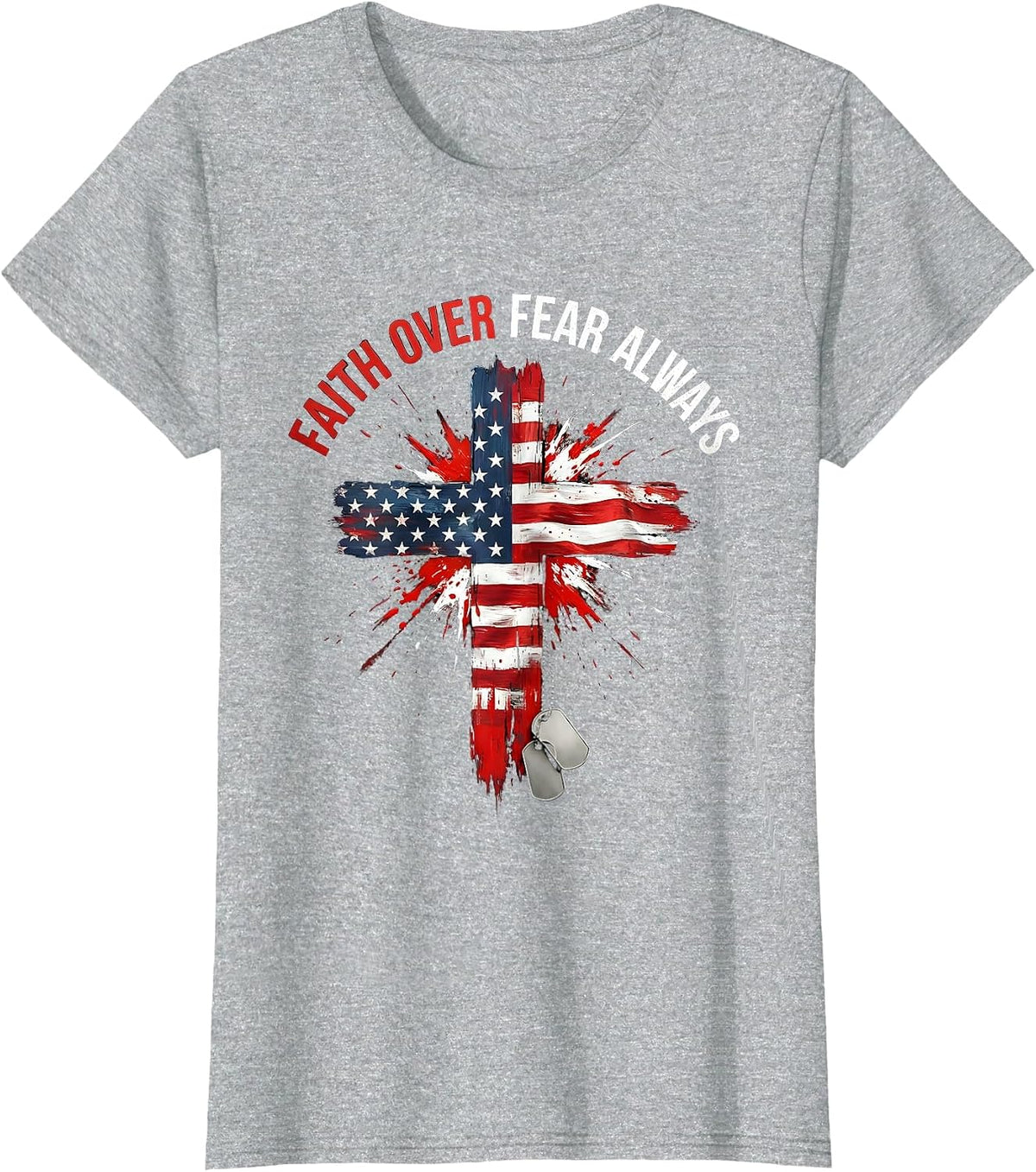 Faith Over Fear Always Inspirational Religious Design T-Shirt - Heather Grey