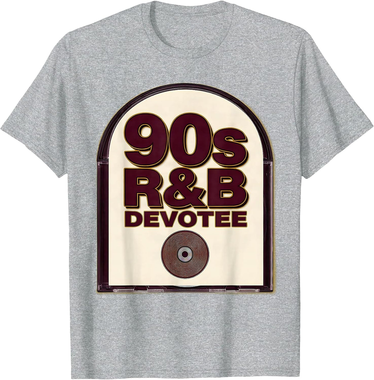 Men's 90s R&B Devotee Retro Music Fan Nostalgia Casual T-Shirt - Heather Grey