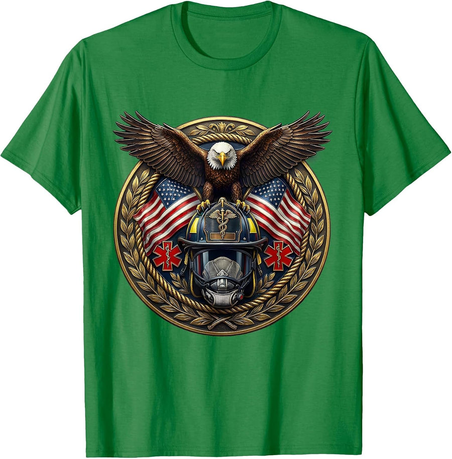 Men's EMT Helmet Caduceus Symbol Graphic Design T-Shirt - Kelly Green