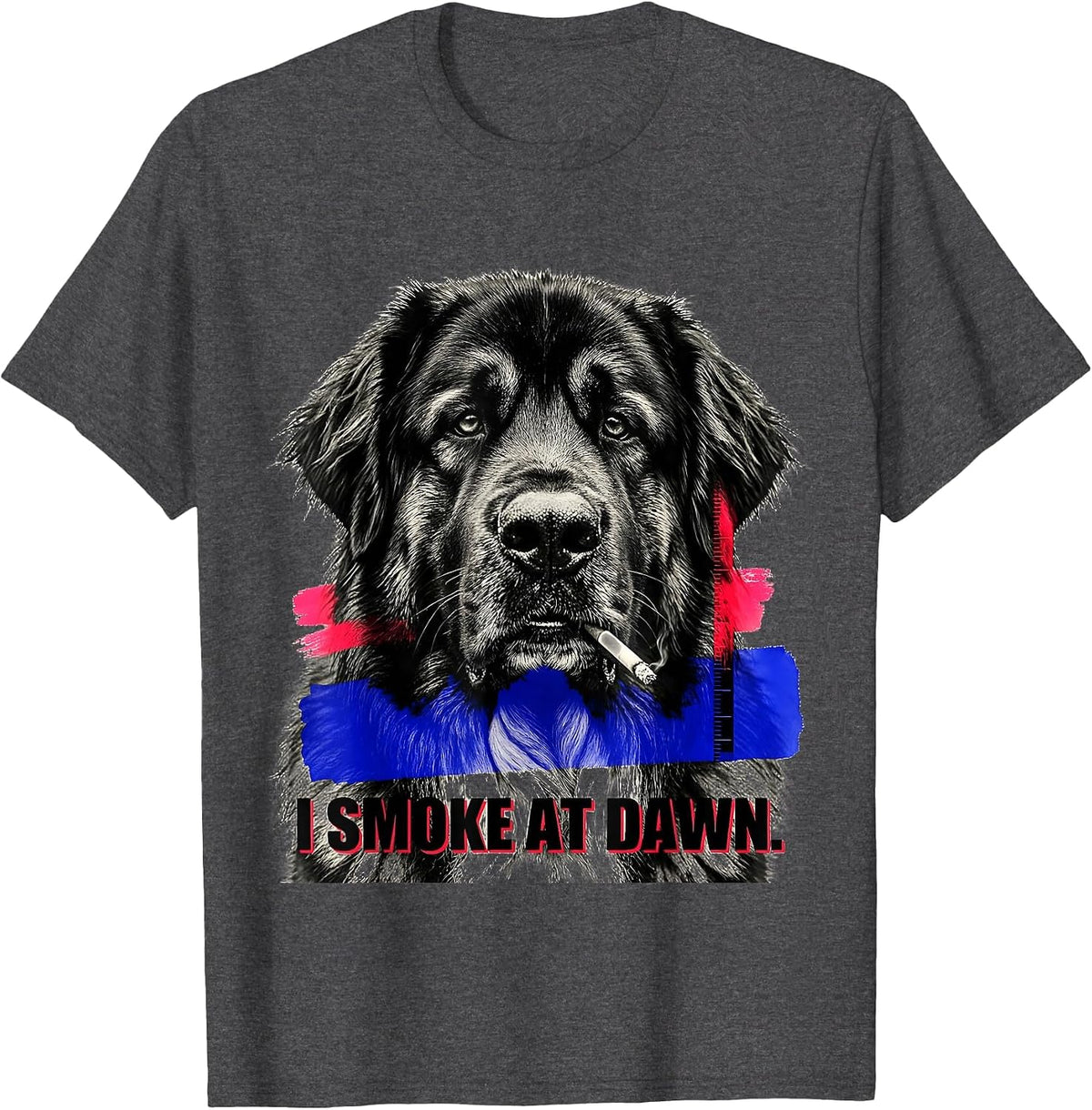 Men's I Smoke At Dawn Funny Great Pyrenees Dog Meme Humor T-Shirt - Dark Heather Grey