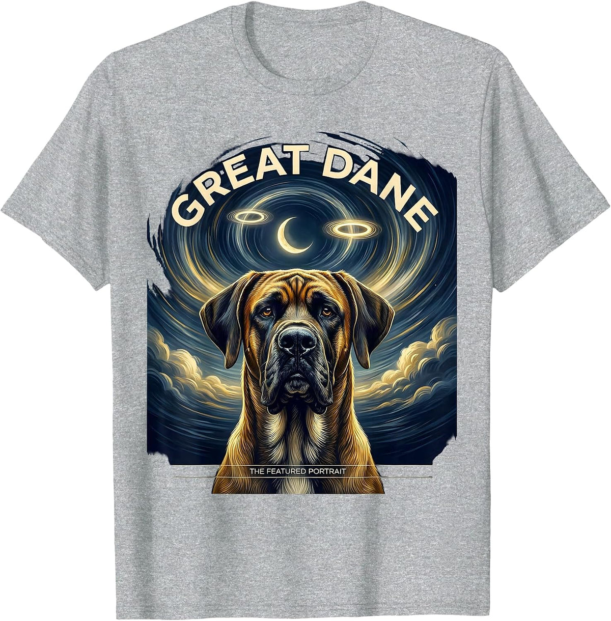 Men's Great Dane The Featured Portrait Whimsical Art Dog Lover T-Shirt - Heather Grey