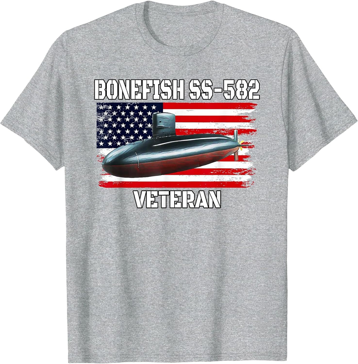 Submarine USS Bonefish SS-582 Veteran Grandfather Dad Son T-Shirt - Heather Grey
