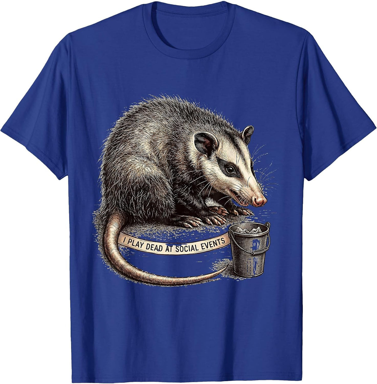 Men's I Play Dead At Social Events Funny Opossum Meme Animal Humor T-Shirt - Royal Blue