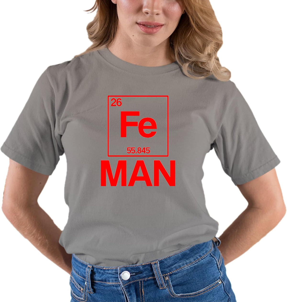 Go All Out Adult Iron Periodic Table Man Funny Chemistry Science T-Shirt - Oxford
