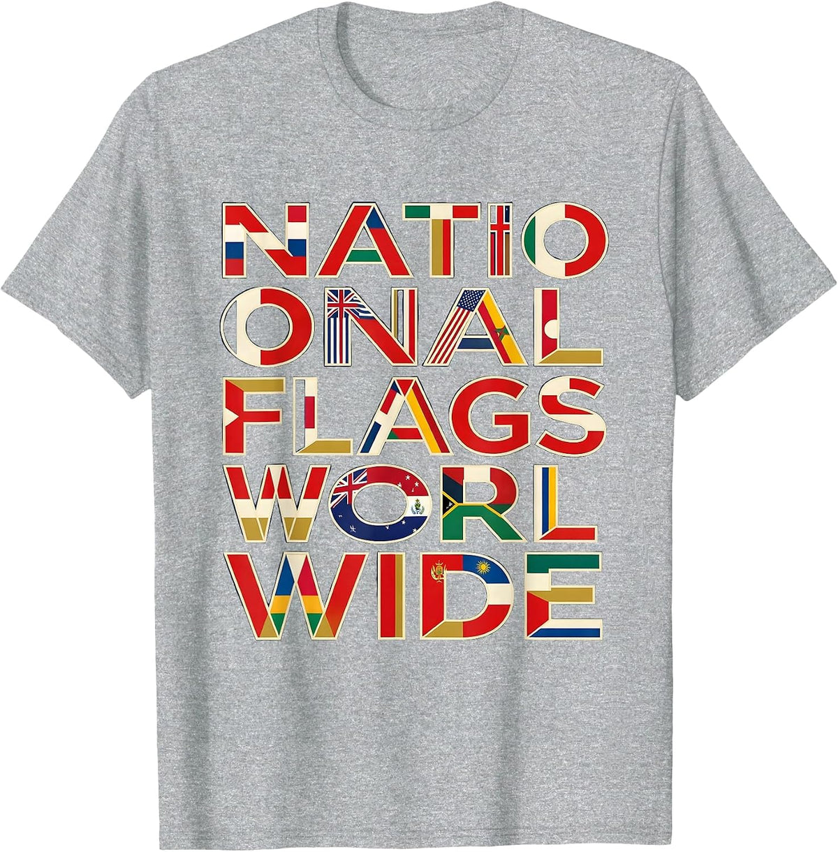 Men's National Flags Worldwide Geography Lover World Traveler Gift T-Shirt - Heather Grey