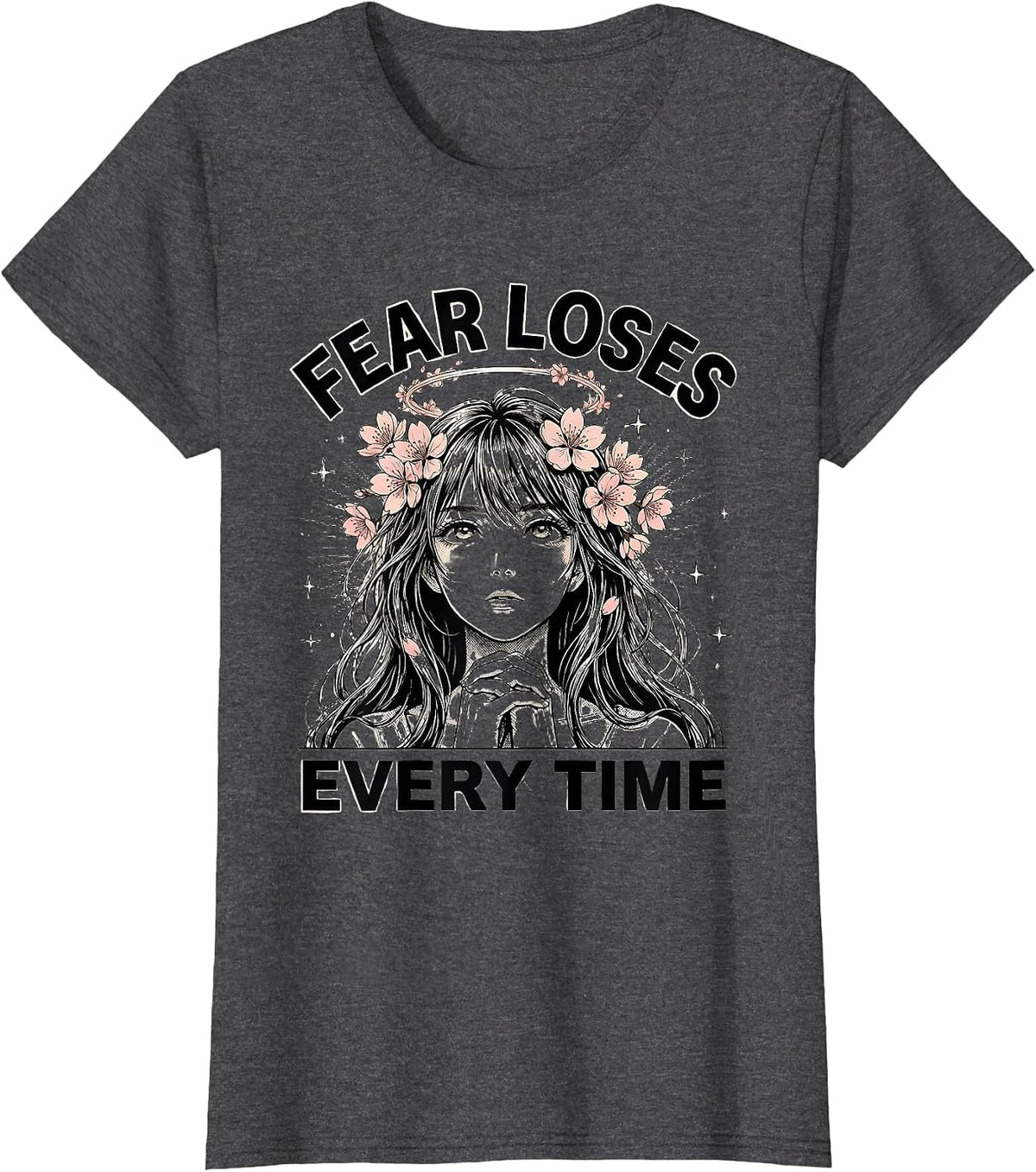 Women's Fear Loses Every Time Faith Over Fear Design T-Shirt - Dark Heather Grey