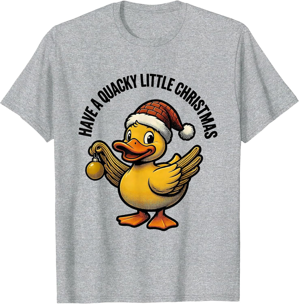 Men's Have A Quacky Little Christmas Retro Cartoon Duck Lover T-Shirt - Heather Grey