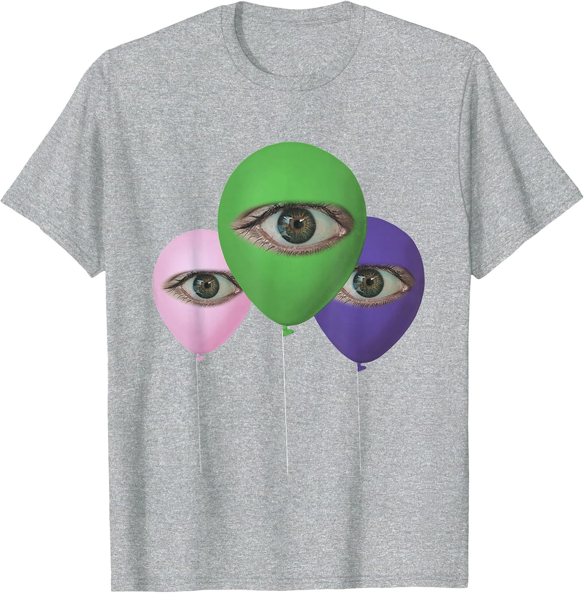 Creepy Baloon Eyes Kidcore Dreamcore Weirdcore Clothing T-Shirt - Heather Grey