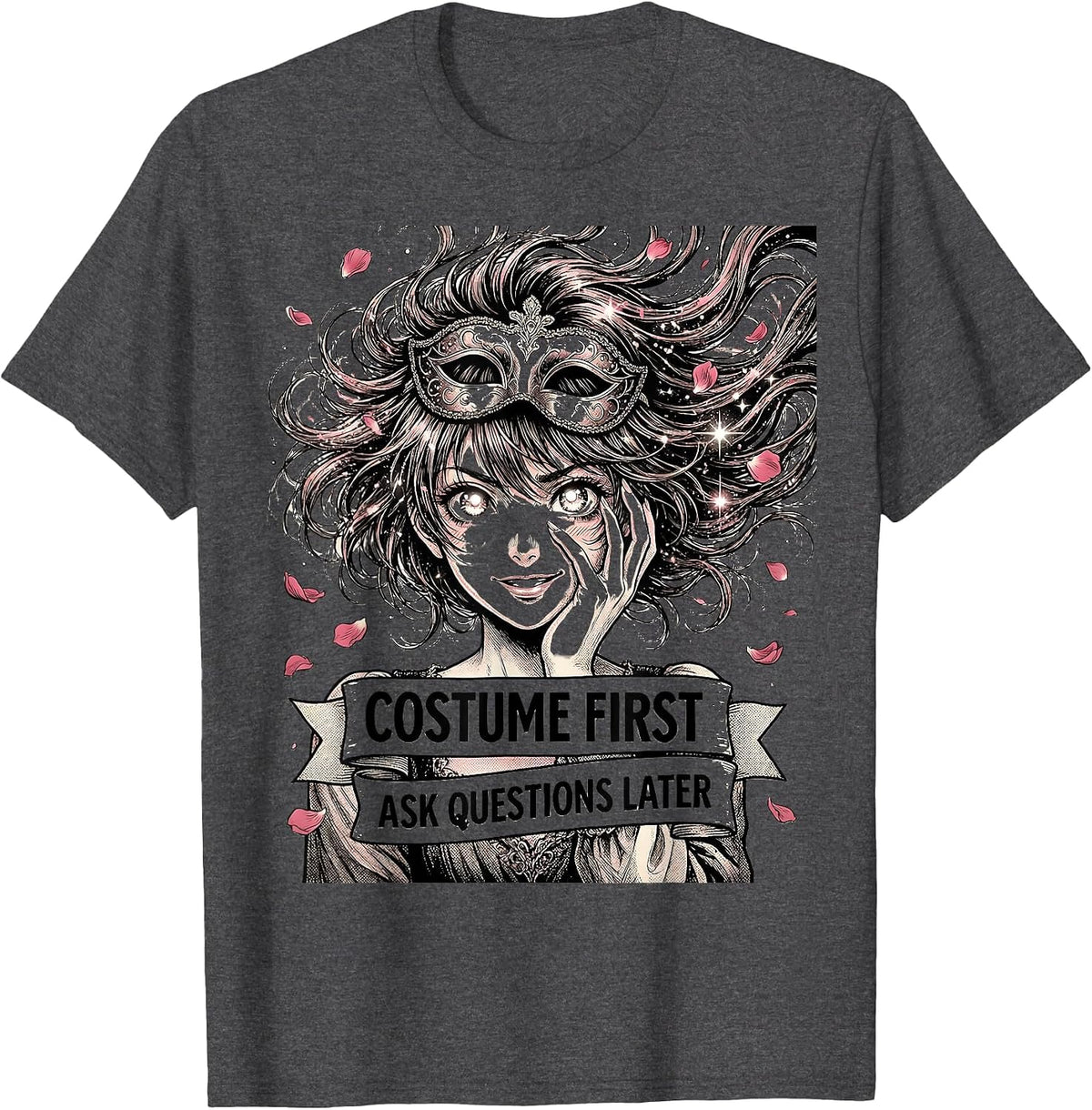 Men's Costume First Ask Questions Later Funny Design T-Shirt - Dark Heather Grey