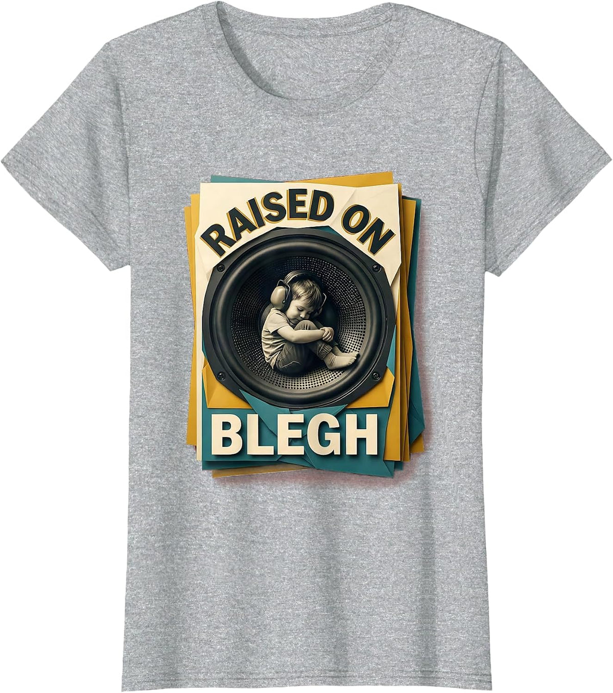 Raised On Blegh Funny Heavy Metal Metalhead Kid Humor T-Shirt - Heather Grey