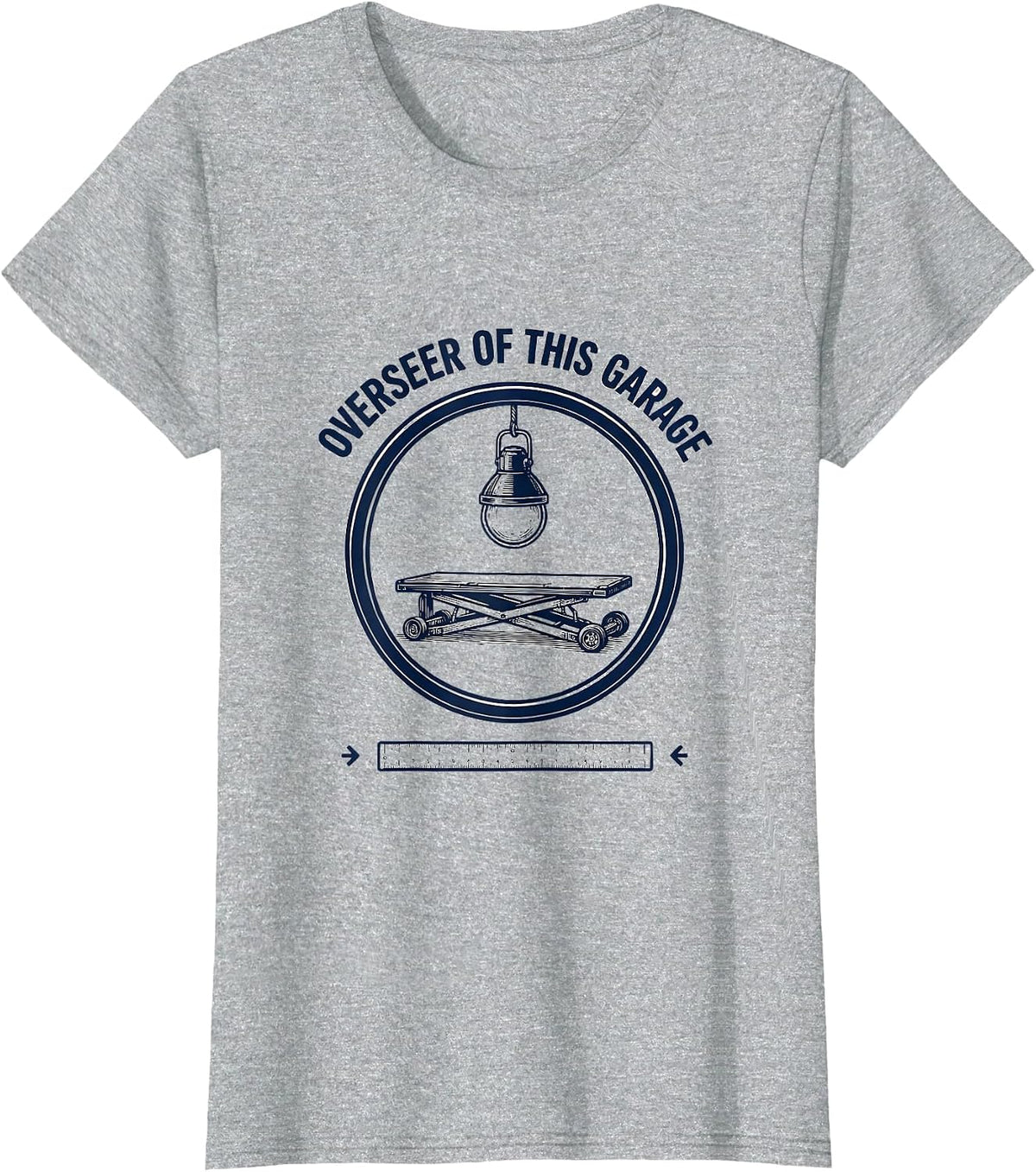 Overseer Of This Garage Funny Mechanic Dad Garage Humor T-Shirt - Heather Grey