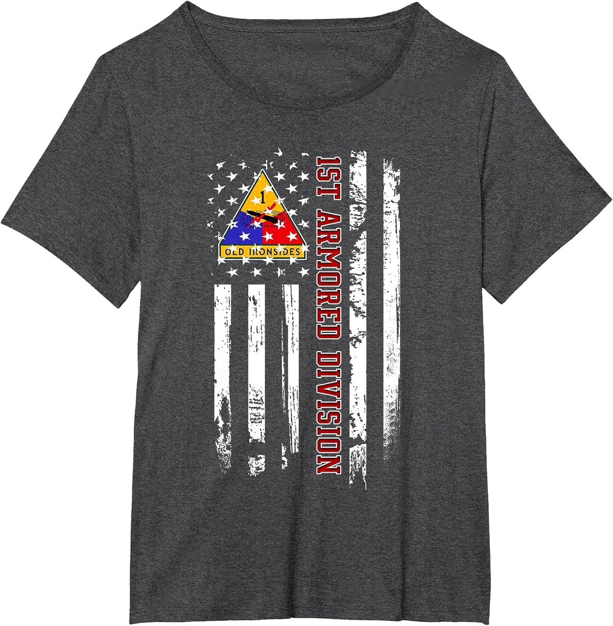 1st Armored Division American Flag Military Veteran Day Papa T-Shirt - Dark Heather Grey