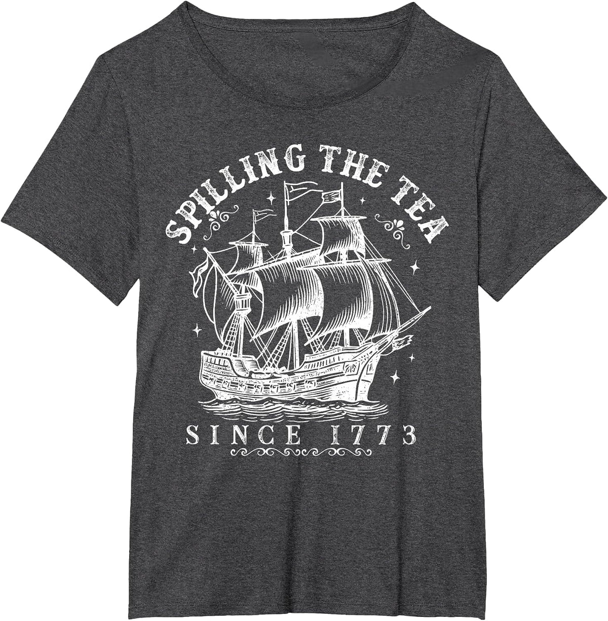 Spilling The Tea Since 1773 Vintage Patriotic 4th of July T-Shirt - Dark Heather Grey