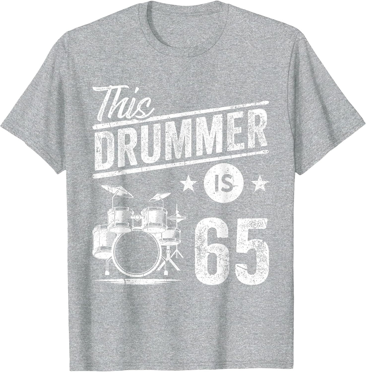 Retro Vintage Design Drummer 65th Birthday T-Shirt - Heather Grey